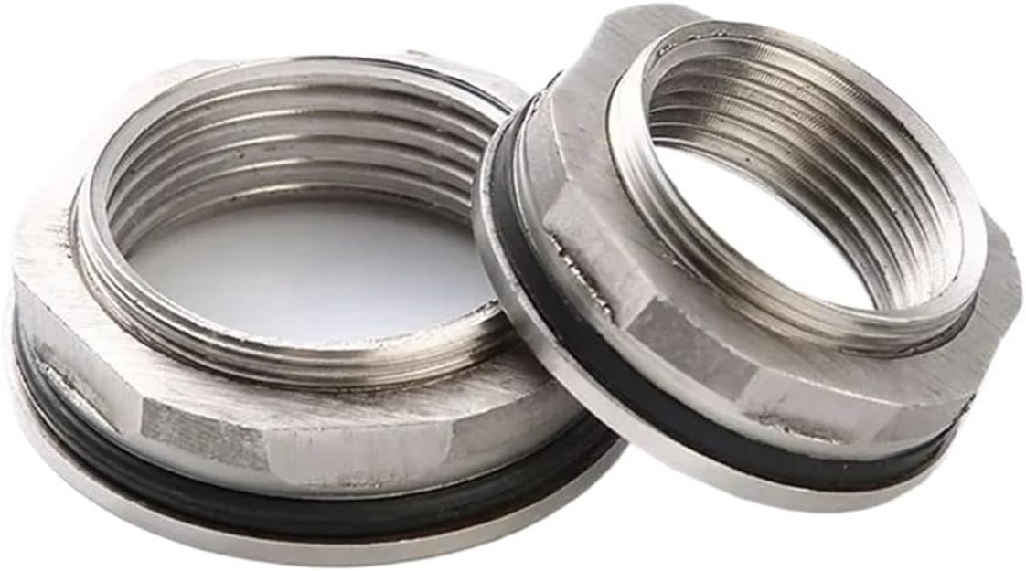 3pcs Thin 1/2 3/4 1 1-1/4 1-1/2 2 Inch BSPT Female Bulkhead 304 Stainless Steel Pipe Fitting For Water Tank Aquarium(304 DN15 1l2)