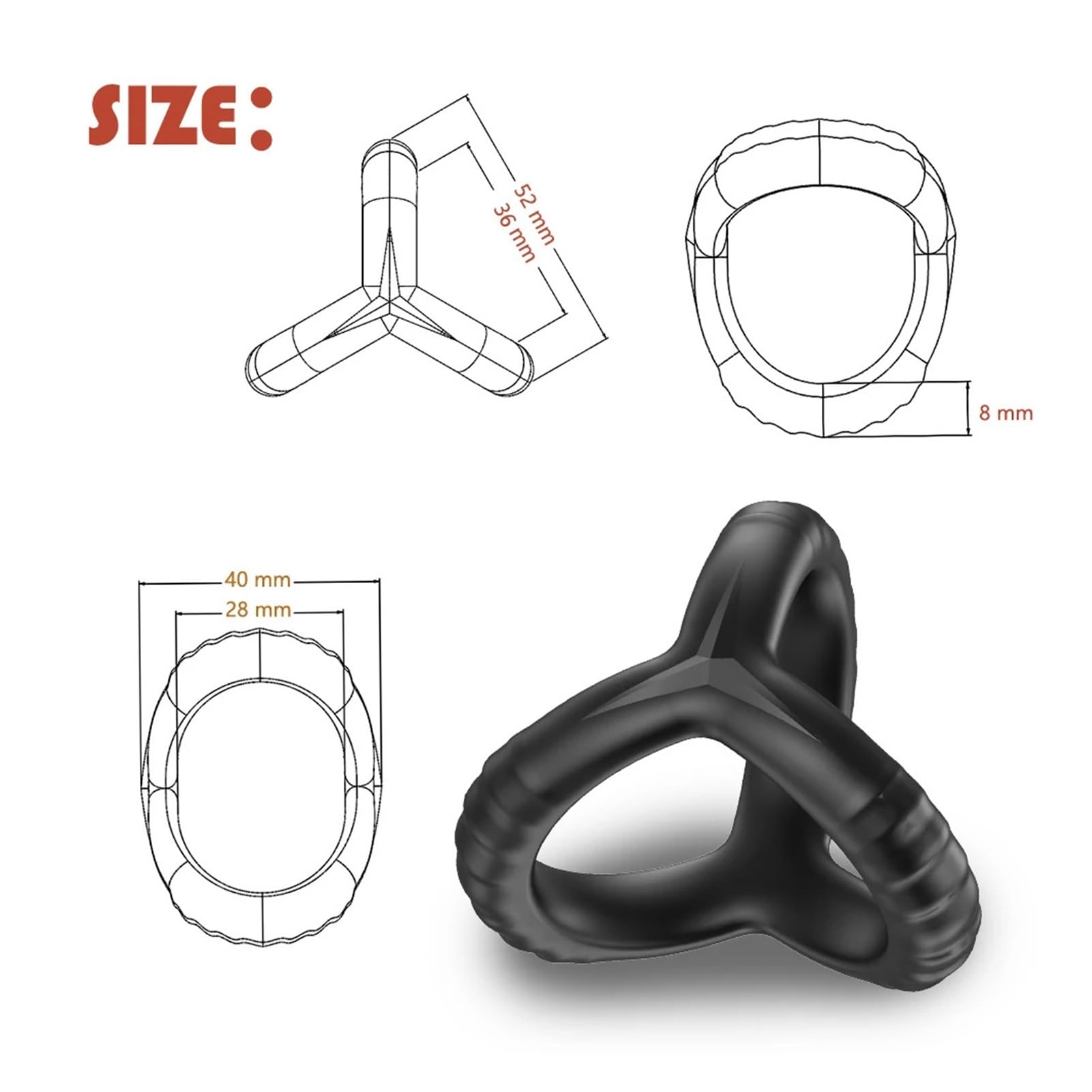 Anneau Pour Pénis Réglable — Silicone Noir, Retard D'éjaculation, Neuf, Pour Homme