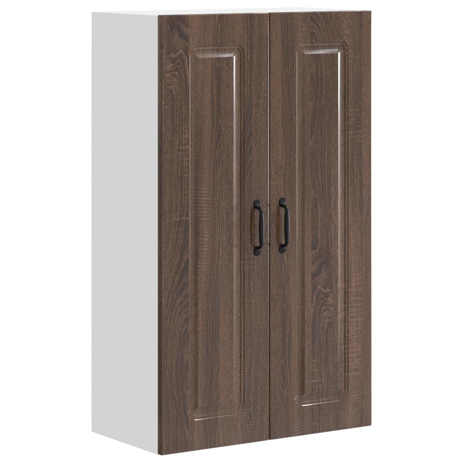 Armoire de cuisine murale aspect chêne marron, meuble de rangement suspendu 60cm