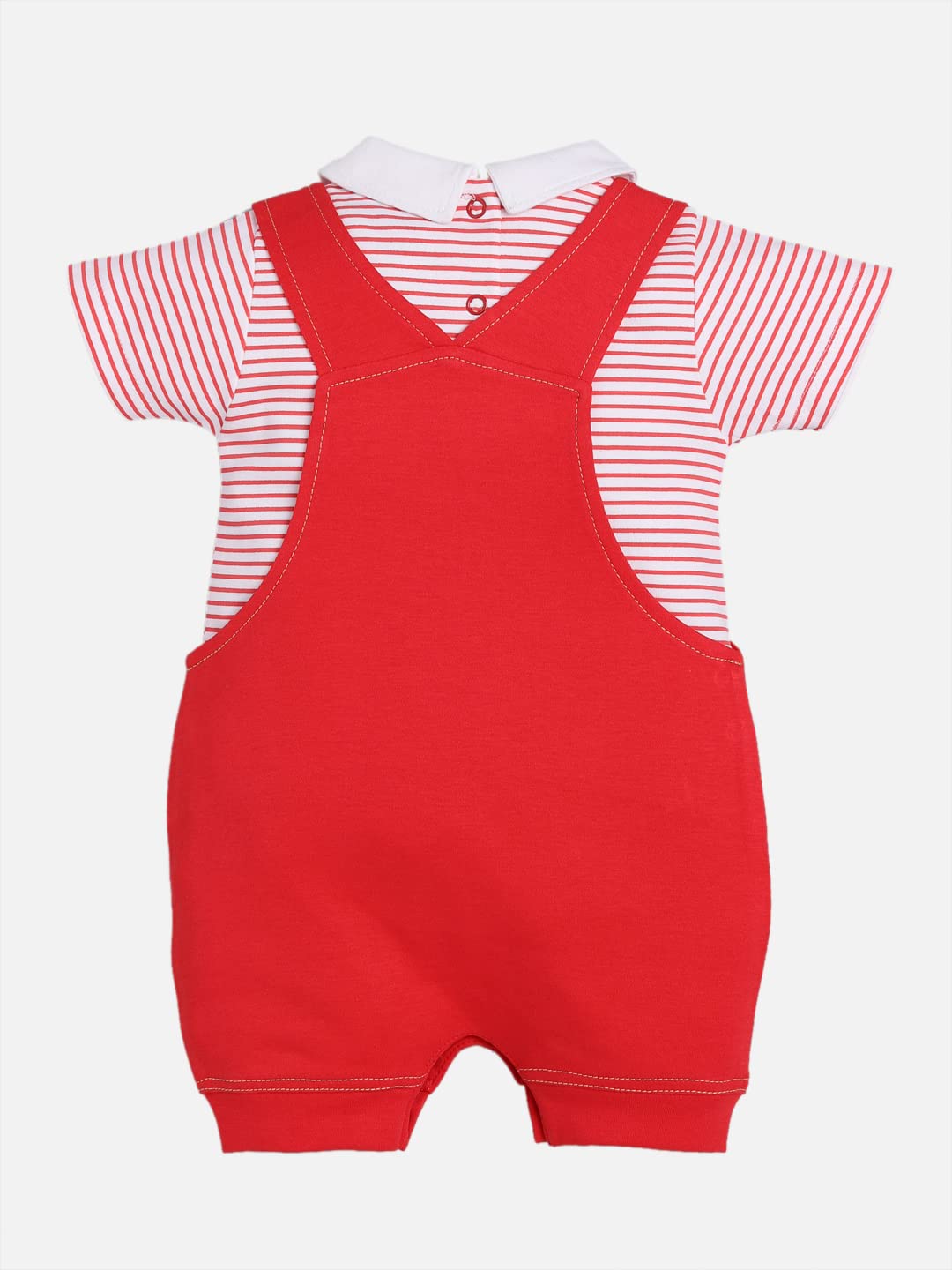 BABY GO 100% Pure Cotton Dungaree in Red for Baby Boys (12-18 Months) 1