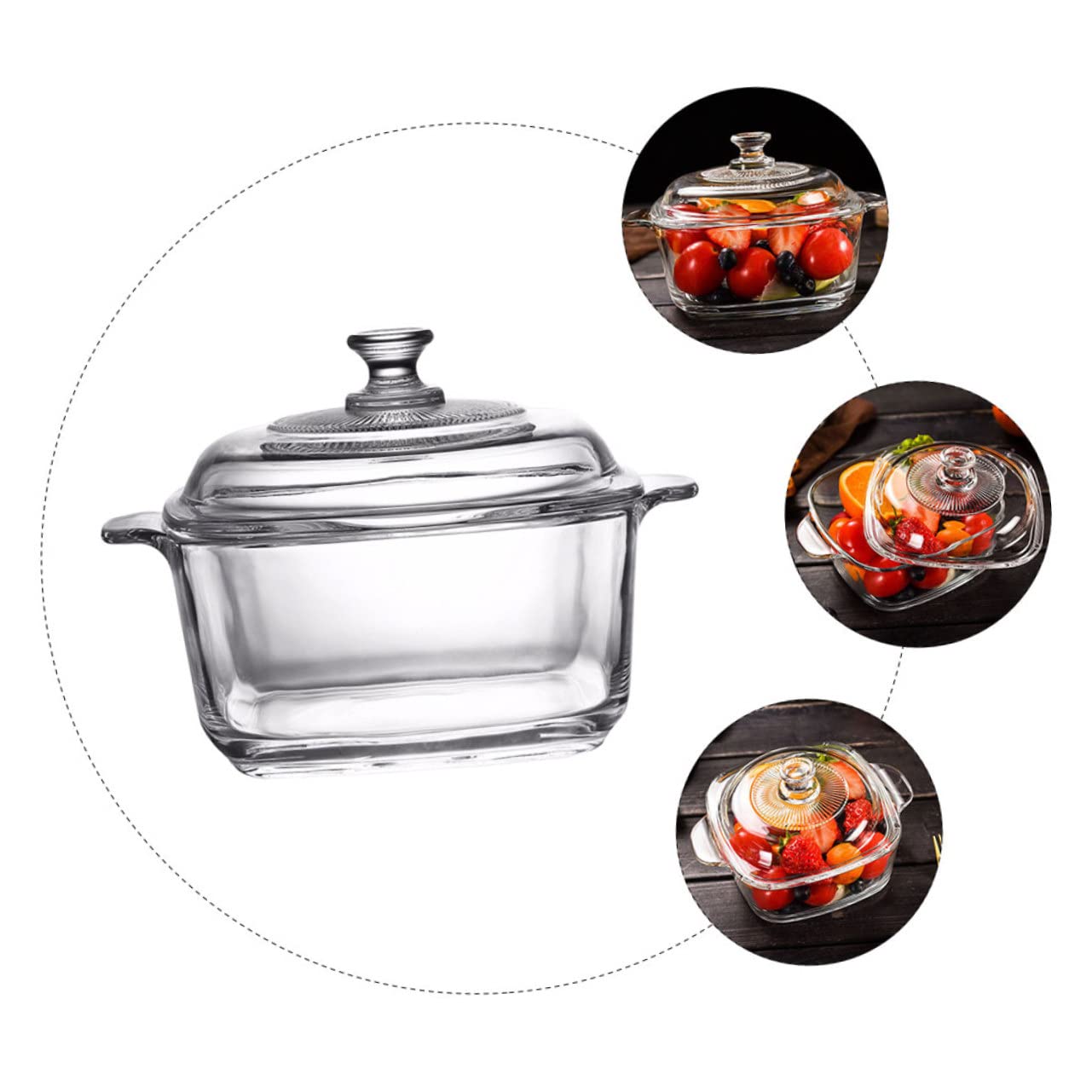 ULTECHNOVO Tazón Con Tapa Para Horno Cuencos Para Almacenar Sopa Práctico y Fácil De Limpiar