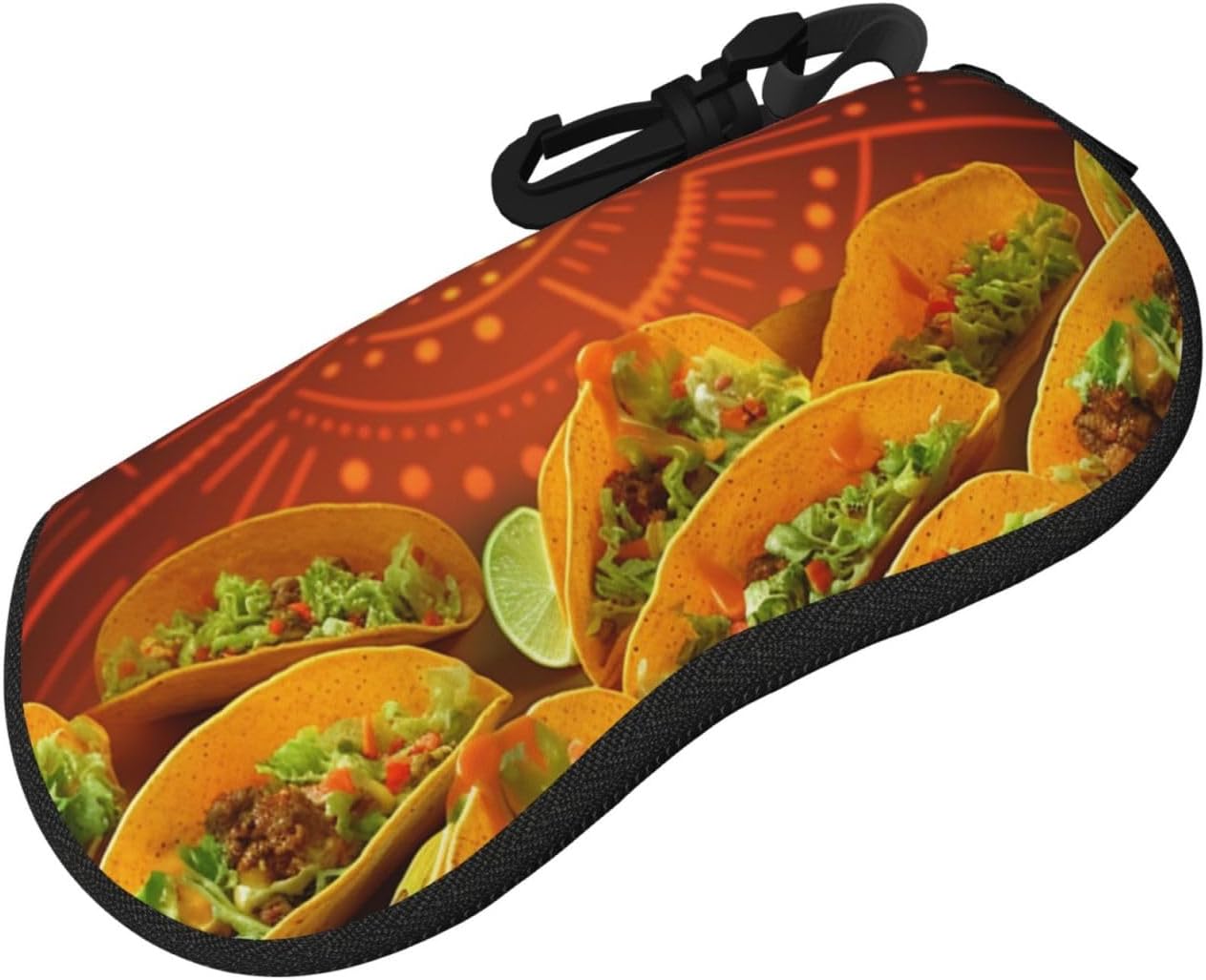 Food Pattern Funny Sunglasses Case Shockproof Glasses Cases with Belt Clip Light Travel Zipper Eyeglasses Case