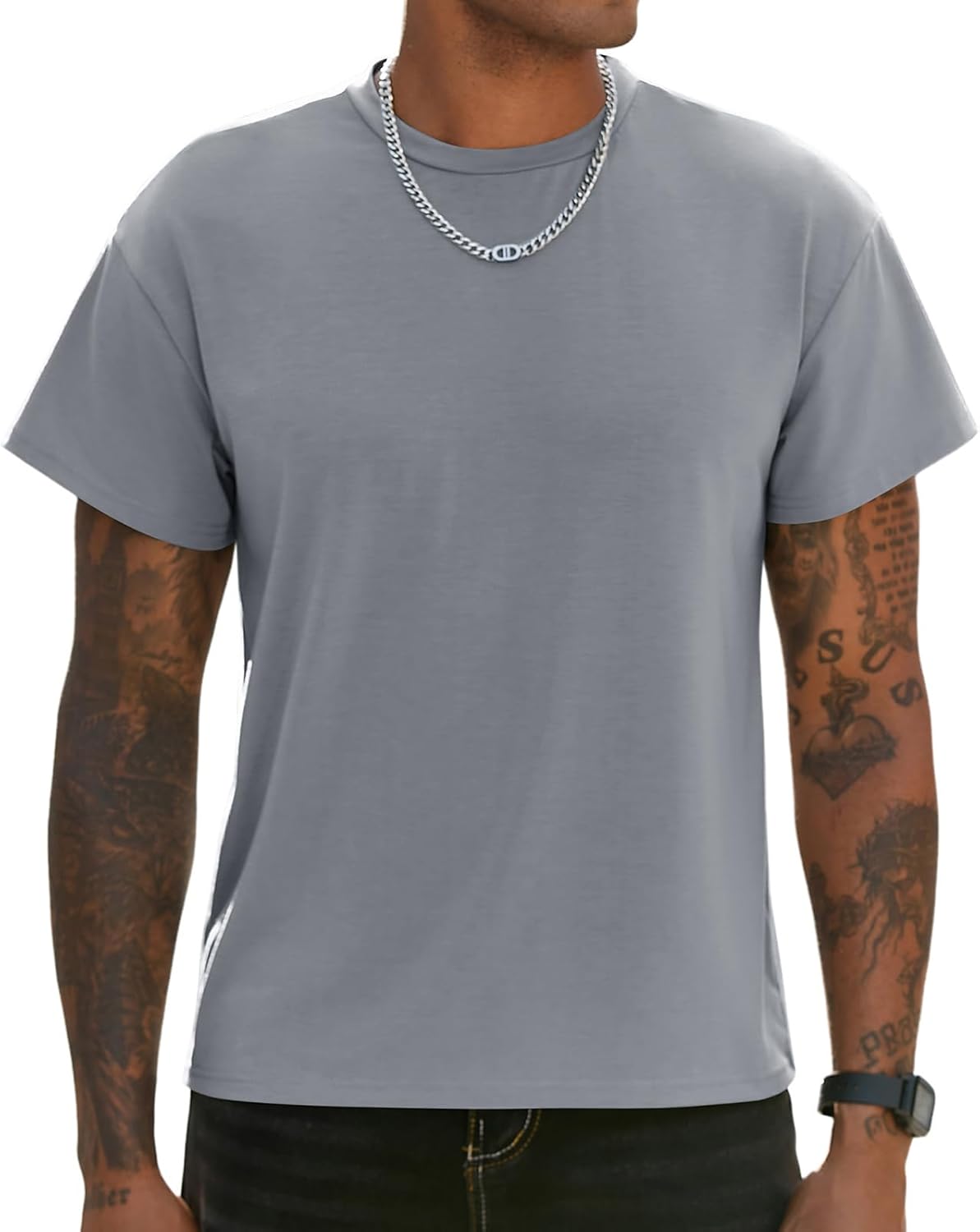 Men's Gym Workout Short Sleeve T Shirts Athletic Running Moisture Wicking Crewneck Lightweight Tops