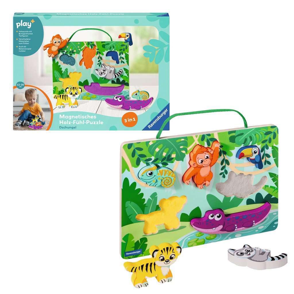 Ravensburger 4872 Play+ Magnetic Wooden Feeling Puzzle: Jungle, Wooden Puzzle, Toy from 1 Year