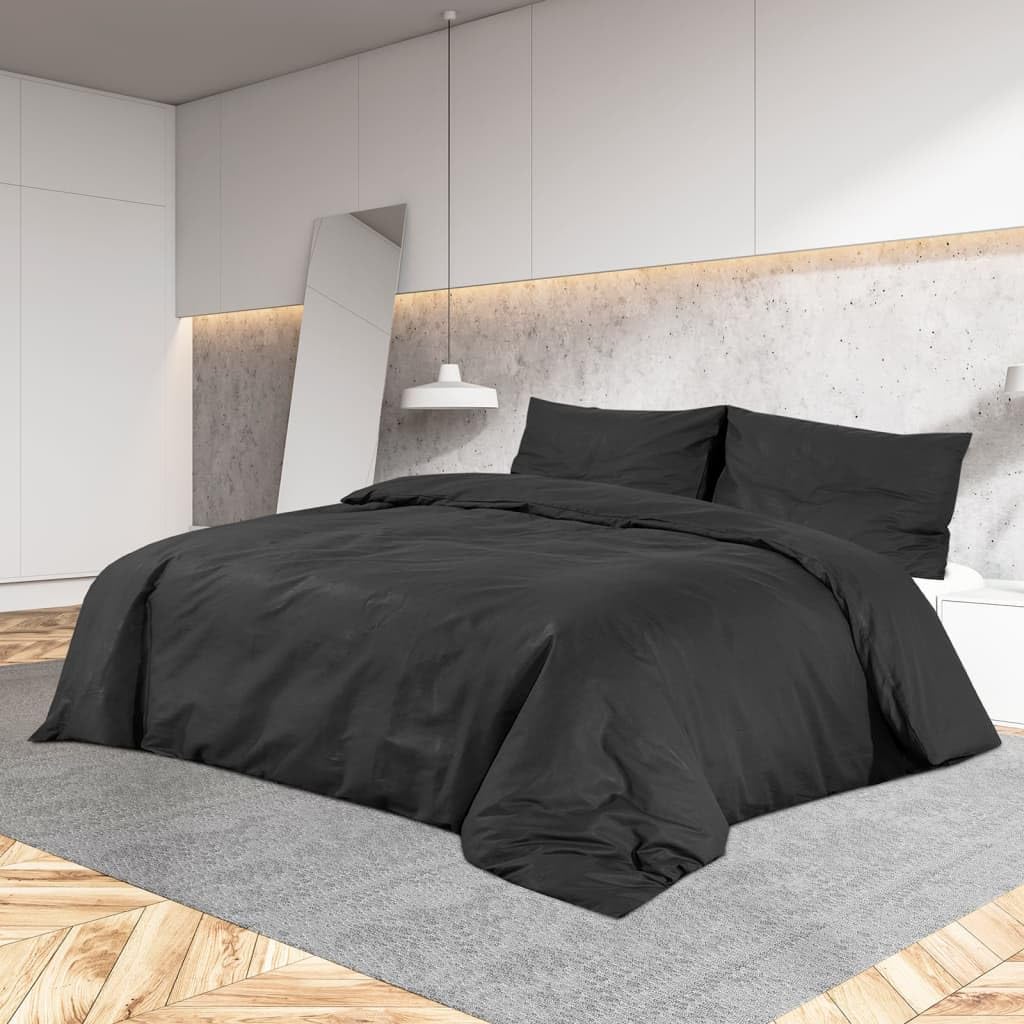Generico Set Copripiumino Nero 240x220 cm in Cotone,Casa e Giardino,Biancheria,Lenzuola e Coperte,Copripiumini-136112