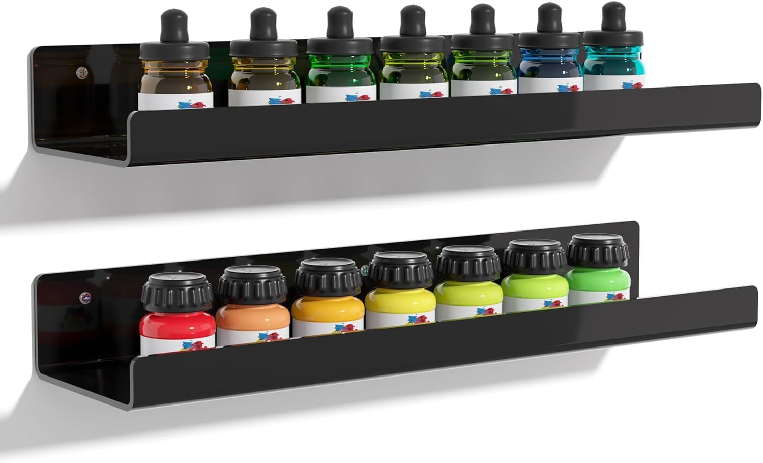 Acrylic Floating Wall Shelves, 15 x 4 x 2.5 in, Clear, Set of 2, Modern Wall Mount Display Shelf (Black, 15, 4) (2)-picture-19