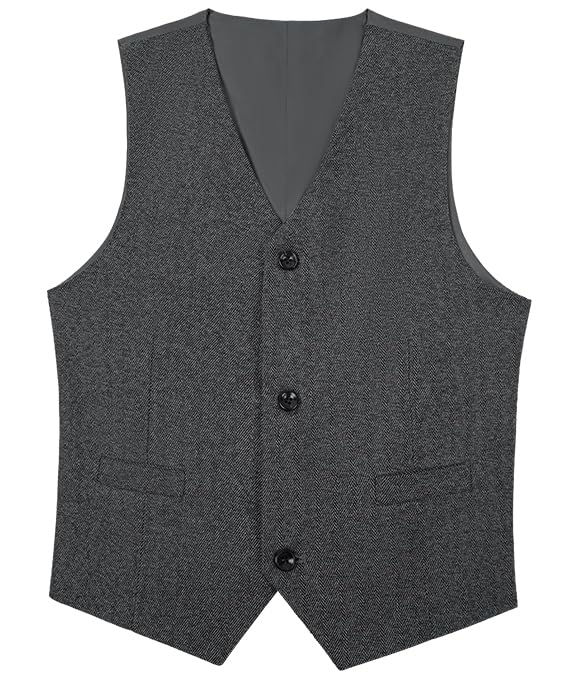 Boy's Tweed Formal Suit Vest, Herringbone Outfit for Toddler Kids Ring Bearer Pageboy Wedding Formal Herringbone Outfit