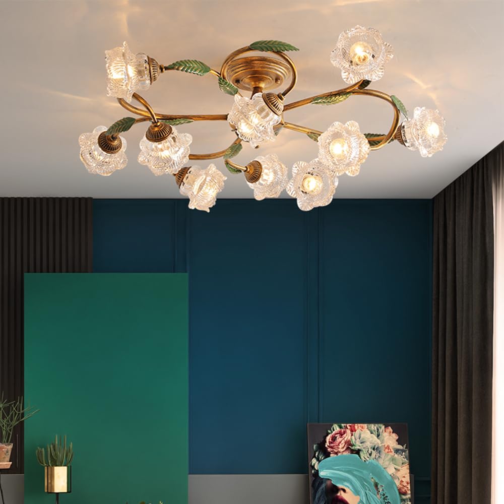 Abinlina Elegant French Pastoral Chandelier Pendant Lamp - 8 Light LED Fixture for Living Room, Dining Room, Bedroom, Villa Home Decoration(B B 10 Lights)