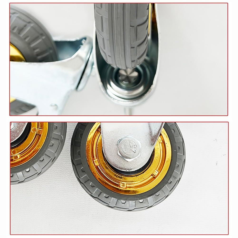 Gerrit 125mm Ruote con M12 Perno Filettato Estesa, Set di 4 Ruota Girevole Silenziosa in Gomma Piena con Freno, Ruota per Carrello Industriale di Fascia Alta per Carichi Medi