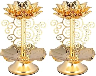 Healifty 2pcs Tea Desktop Making Container Supplies Wedding Oil Inch Religious Faith Holder Light Buddha Buddhist Party Windproof Candlesticks Can Stand Votive Tealight Worship Candle
