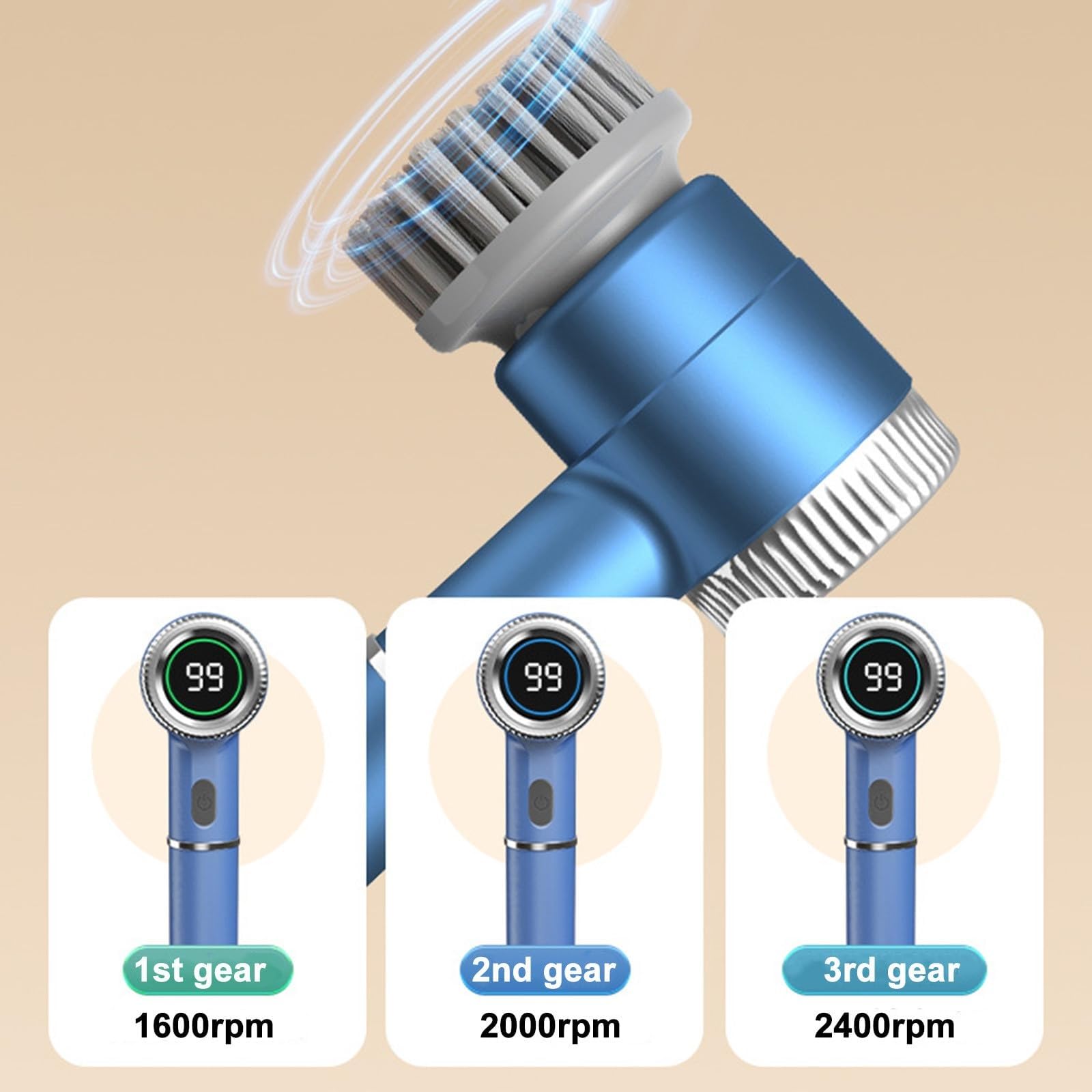Cepillo De Limpieza Eléctrico Multifuncional De Mano, Fregador De Piso Giratorio Eléctrico Inalámbrico, Cocina, Baño, Fregadero Caliente, Inodoro, Cepillo De Limpieza Recargable, Cuatro Cabezales De C