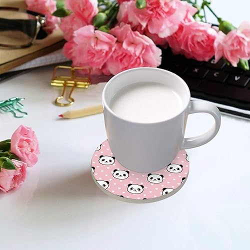 Miniatura 4 de visesunny Posavasos con diseño de dibujos animados de panda, con base de corcho para mesa, protege los muebles de derrames, arañazos, anillos de