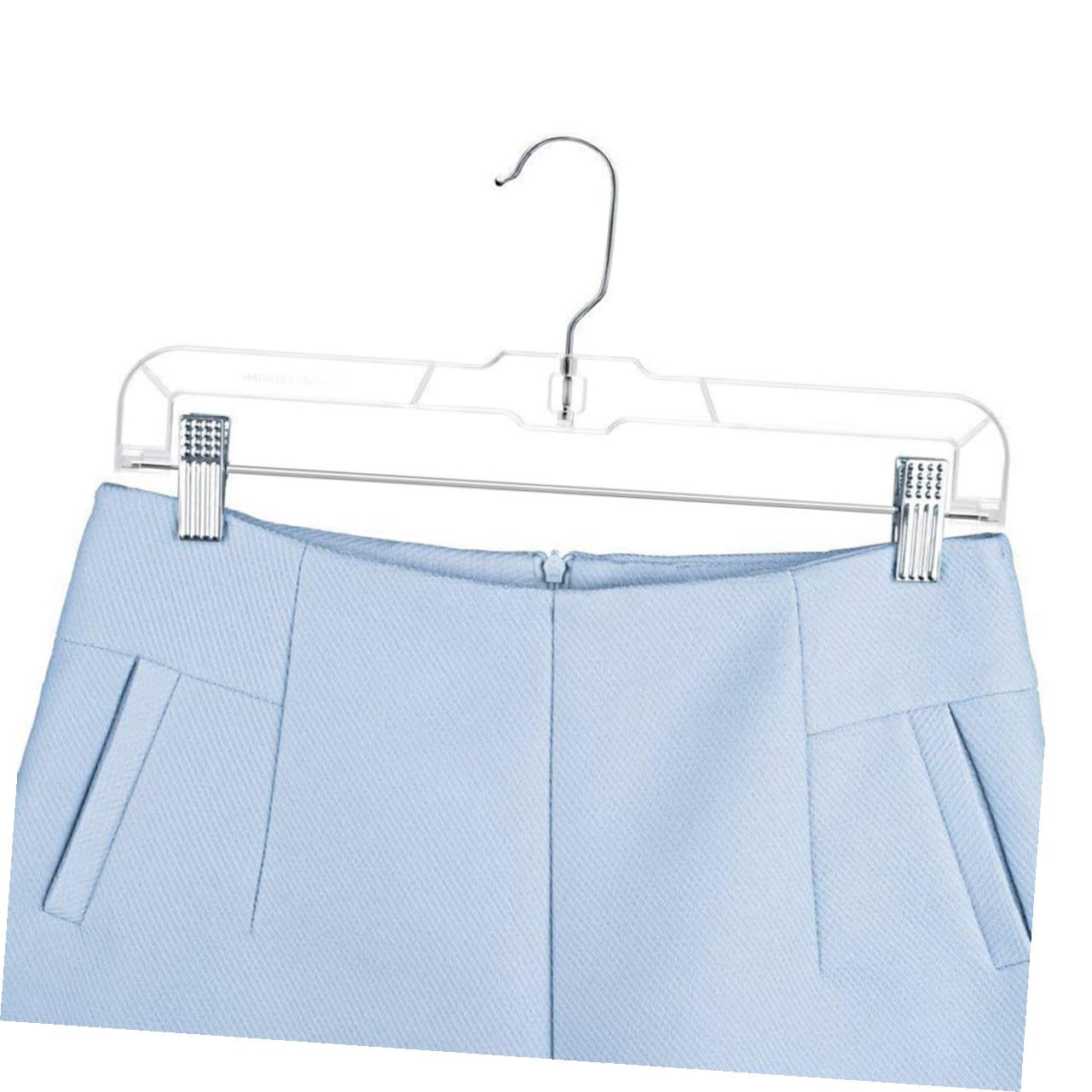 Perchas con Clips Ajustables Transparentes 10 Piezas para Pantalones | Plástico E Hierro, Gancho Giratorio en S y Diseño Curvo, Clips Móviles para Tallas Distintas