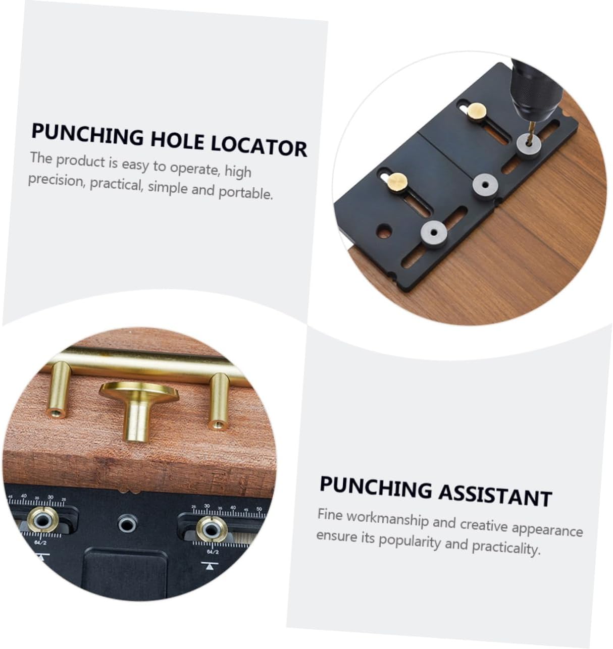 Adjustable Woodwork Punching Locator Tool for Easy Handle Installation for Cabinets and Punching Assistant for Carpenters and Engineers