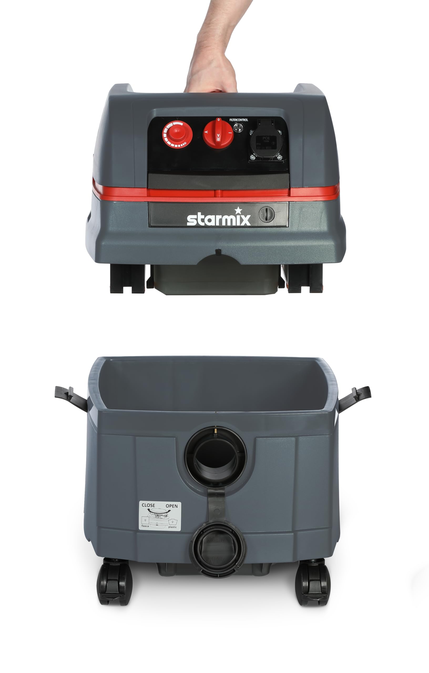 starmix ISC L-1625 – Aspirateur Industriel, Classe de poussière L avec Prise de Courant et Nettoyage Automatique du Filtre – Aspirateur Eau et poussière pour Chantier, 1600 W, 25 l, Tuyau de 5 m