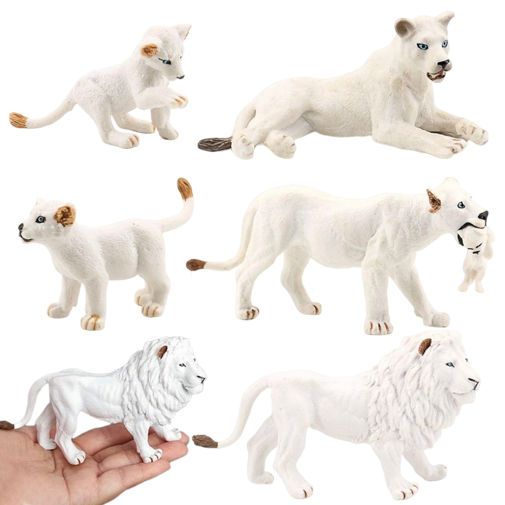 Pesoncarl Lions Figurine 5Pcs Artificial Realistic Lions Statue 5 Style Figure Includes Male, Female & Cub Decorative Educational Toy, Toys