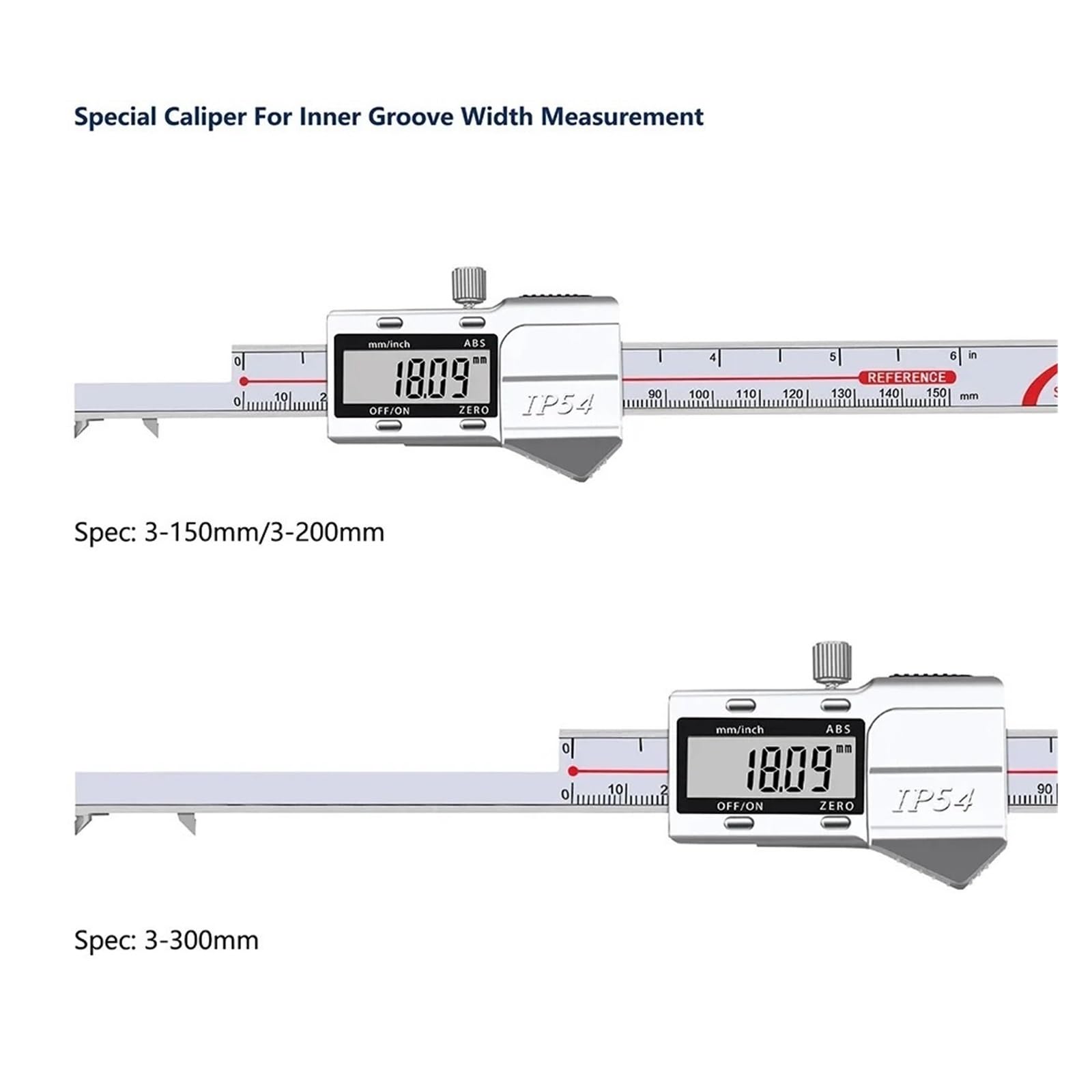 Suwmiarka cyfrowa z wyświetlaczem szerokości rowka wewnętrznego 150 mm, 200 mm, 300 mm, narzędzie pomiarowe ze stali nierdzewnej 4CR13,150mm