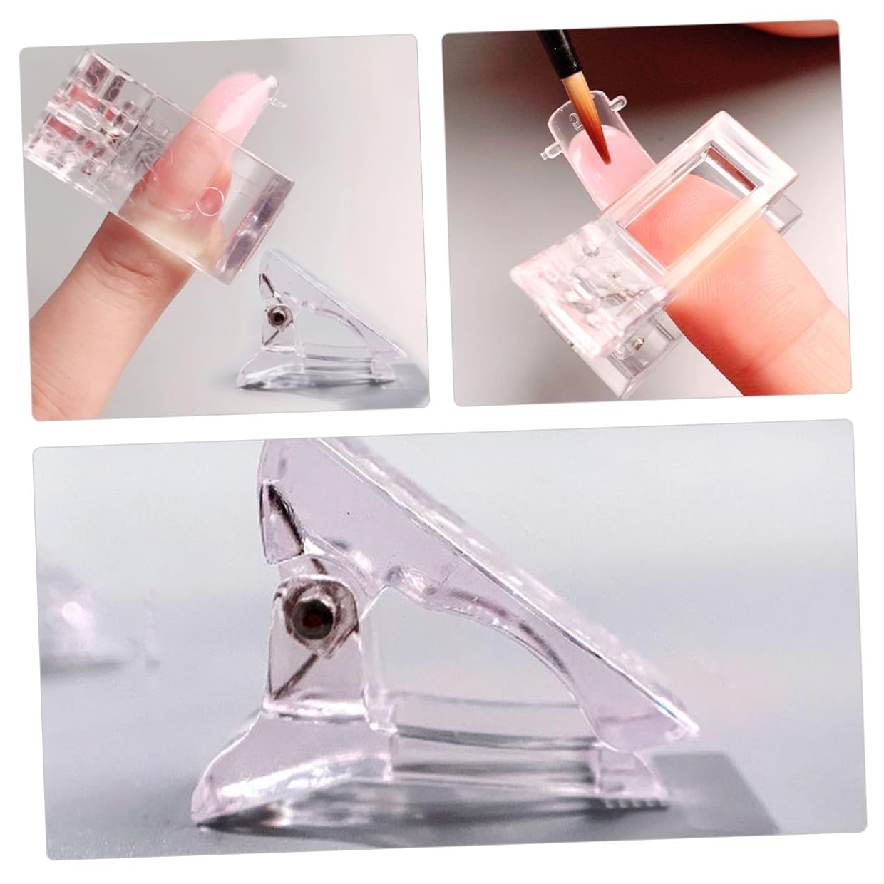 Nail Extension Clips 15pcs Crystal Gel Nail Form Clamps for Application Salon and Home Use