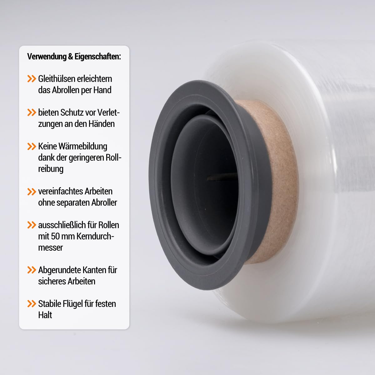Verpacking - Film estirable manual 20 my transparente 500mm x 300m 6 rollos incl. fundas deslizantes film de embalaje resistente al desgarro, film para envolver, film para palets