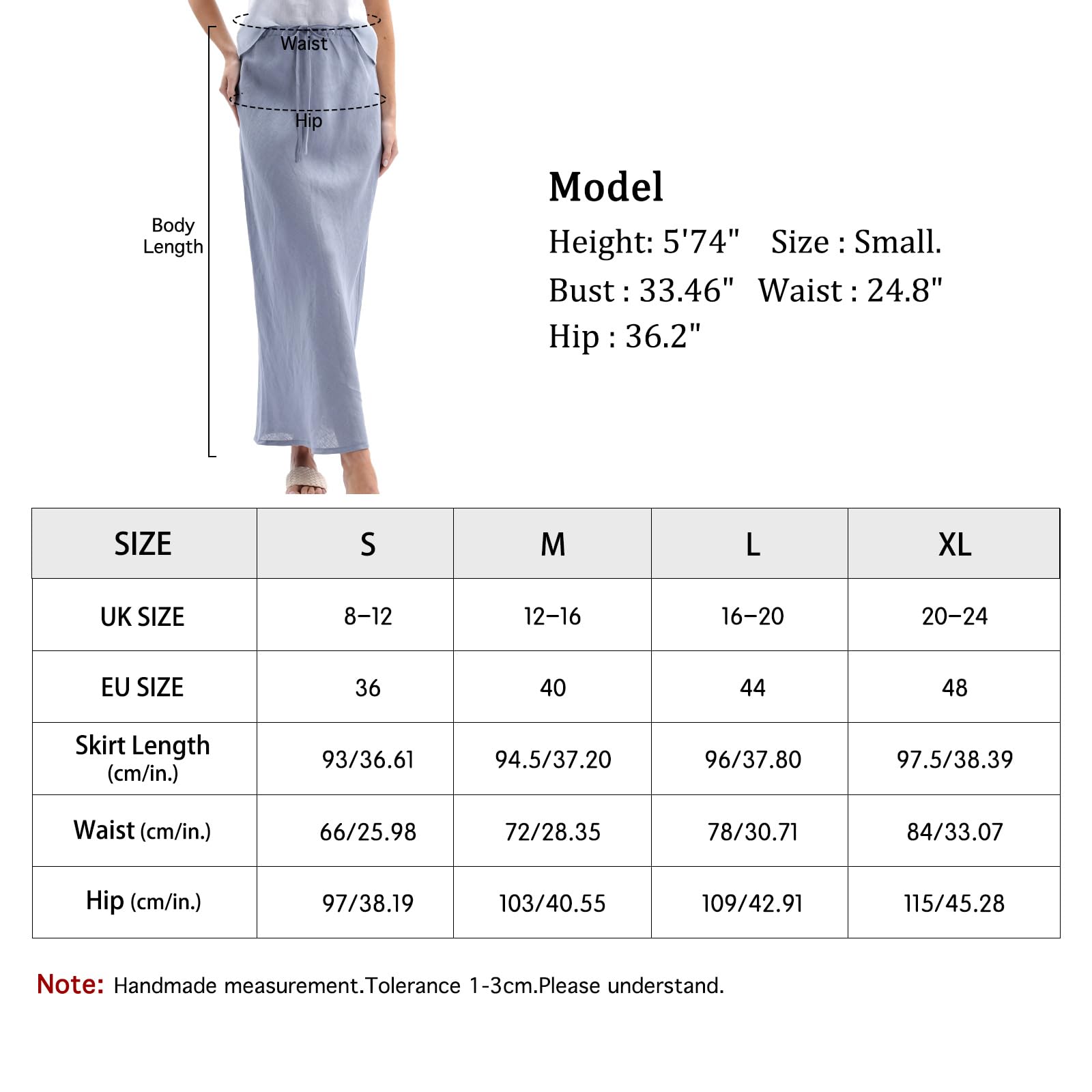 Amazhiyu Faldas de verano para mujer, falda de verano de lino, falda larga elástica, cintura A, falda maxi, elegante, informal, falda de playa para mujer