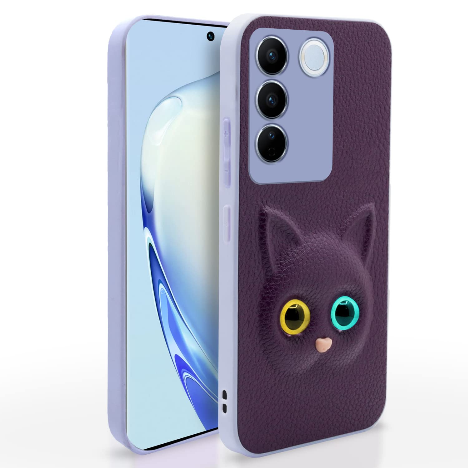 Pikkme Vivo V27 / V27 Pro 5G Back Cover for Girls | Cute Cat Leather Finish | Soft TPU | Case for Vivo V27 / V27 Pro 5G (Purple) (B0C1ZNRHR3) Amazon Price History, Amazon Price Tracker
