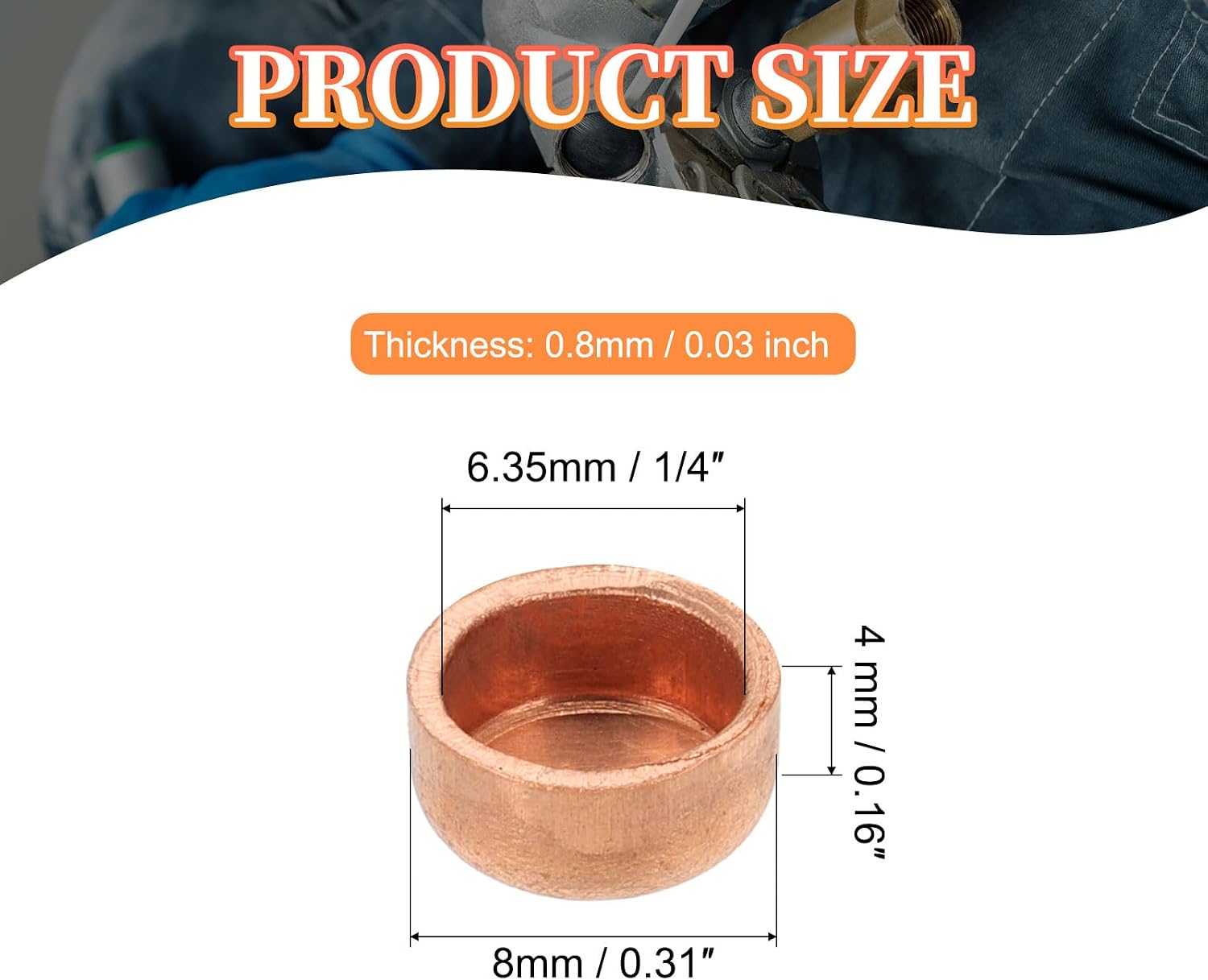 PATIKIL 1/4 Inch ID Copper Pipe End Cap, 12 Pack Copper Fitting Cap Sweat Plug Solder Connection for Plumbing HVAC Air Conditioner