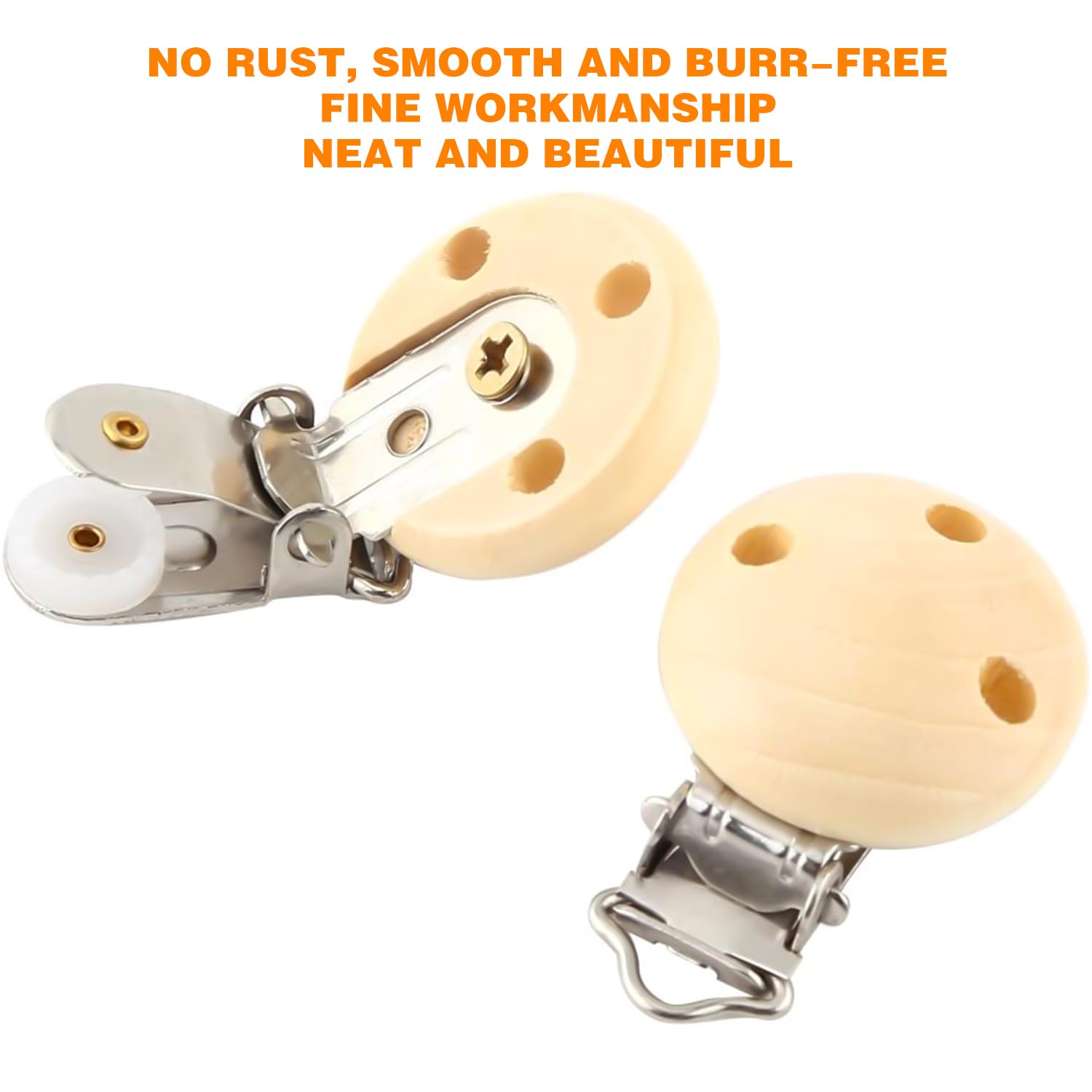 8 Clip Ciuccio In Legno - Forme Animali, Con Gancio Per Vestiti, Per Bambini, Sicure E Colorate - Foto 3