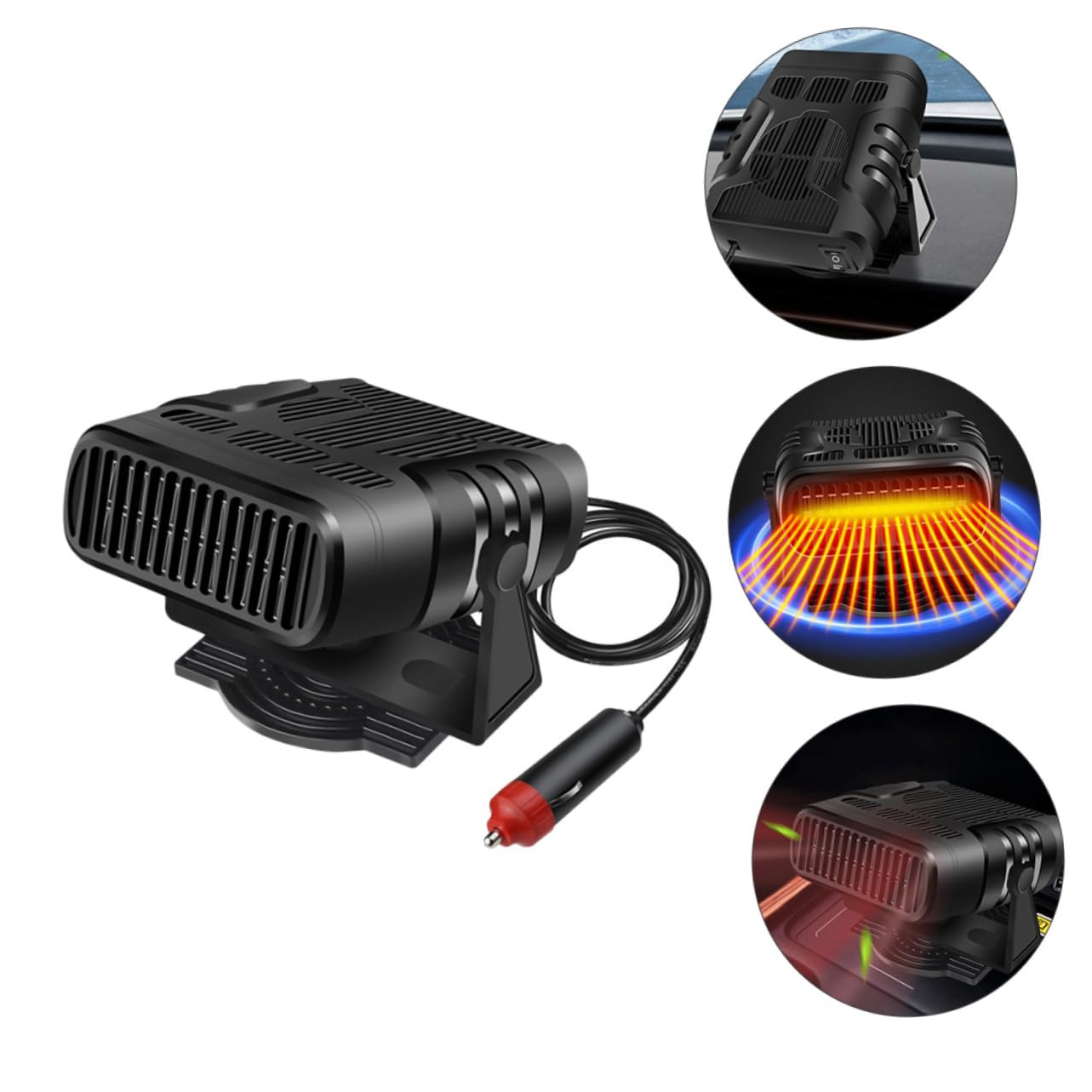 3piezas Calefactor Portátil Para Coche Descongelador y Desempañador Para Ventanas y Parabrisas Instantáneo y Instalación Vehículos