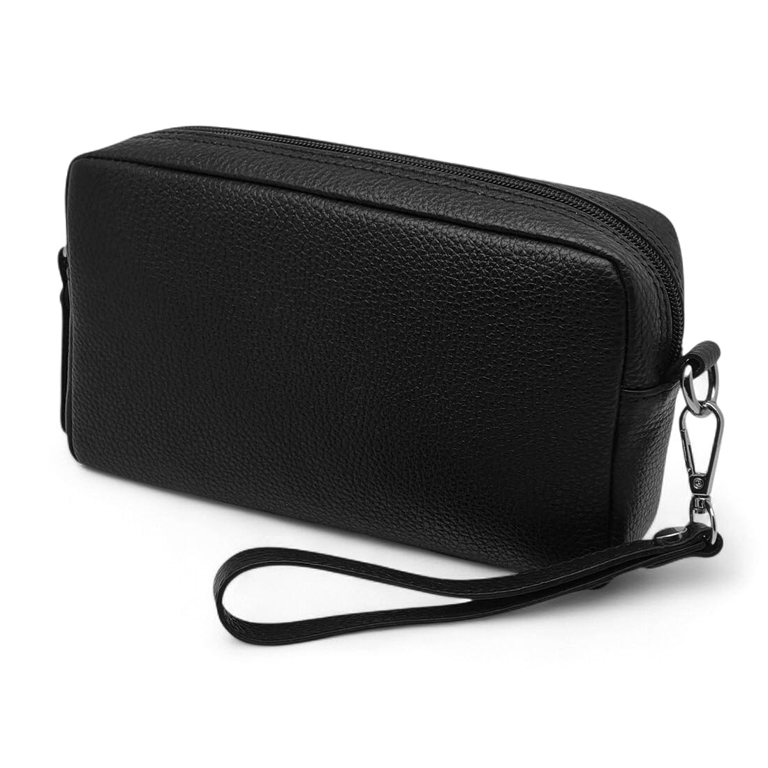 FAST WORLD SHOPPING Bolso de muñeca de piel auténtica, bolso de hombre con asa extraíble, riñonera de mano fabricada en Italia, bolsa con asa bajo los brazos, oficina, viaje casual, 22 x 12 x 5 cm