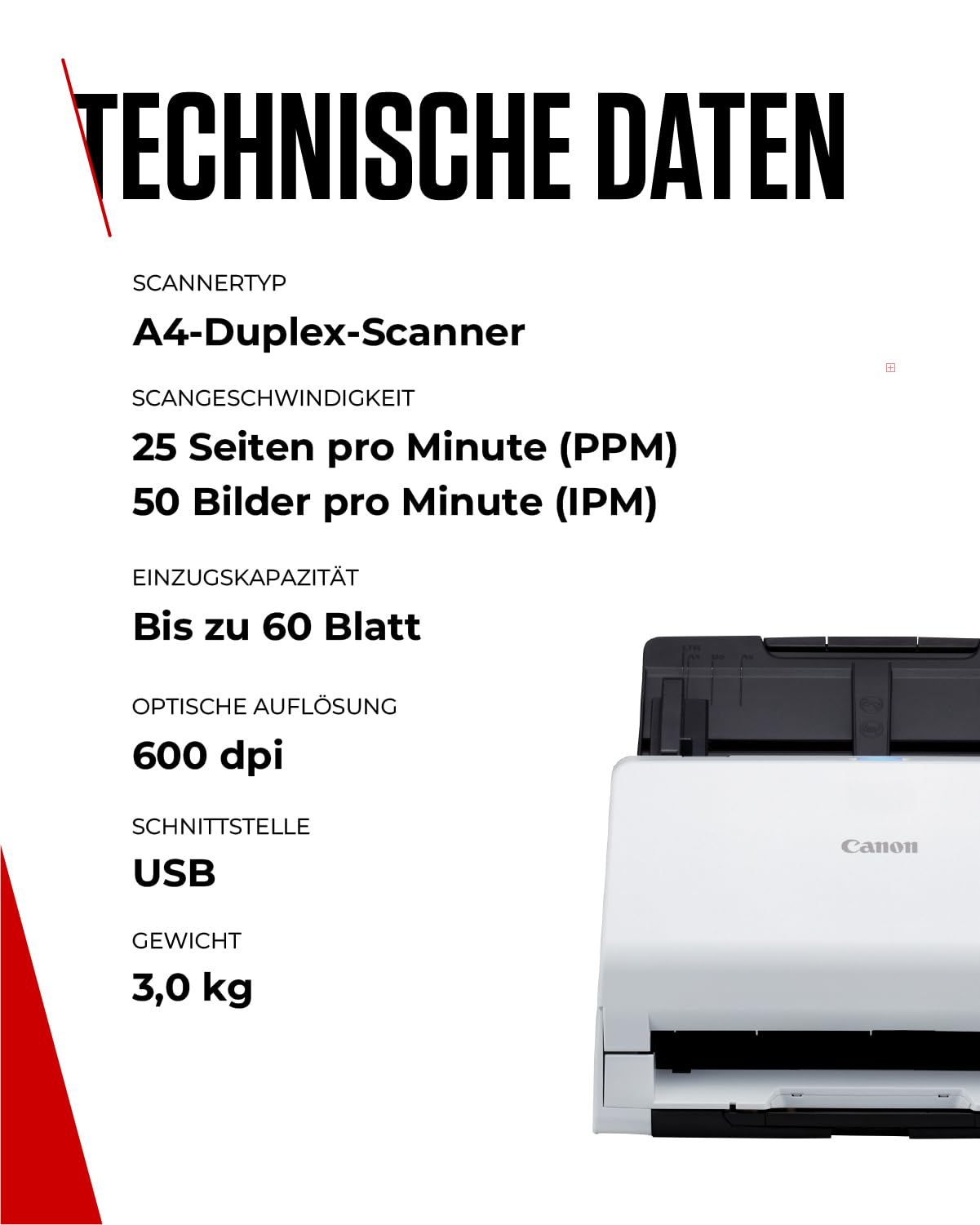 Canon Scanner imageFORMULA R30 | Dokumentenscanner | Duplex Scanner mit Einzug für Homeoffice & Büro mit USB Kabel | 60 Blatt Einzug | Plug & Scan CaptureOnTouch Lite Software | Integrierte OCR I PDF