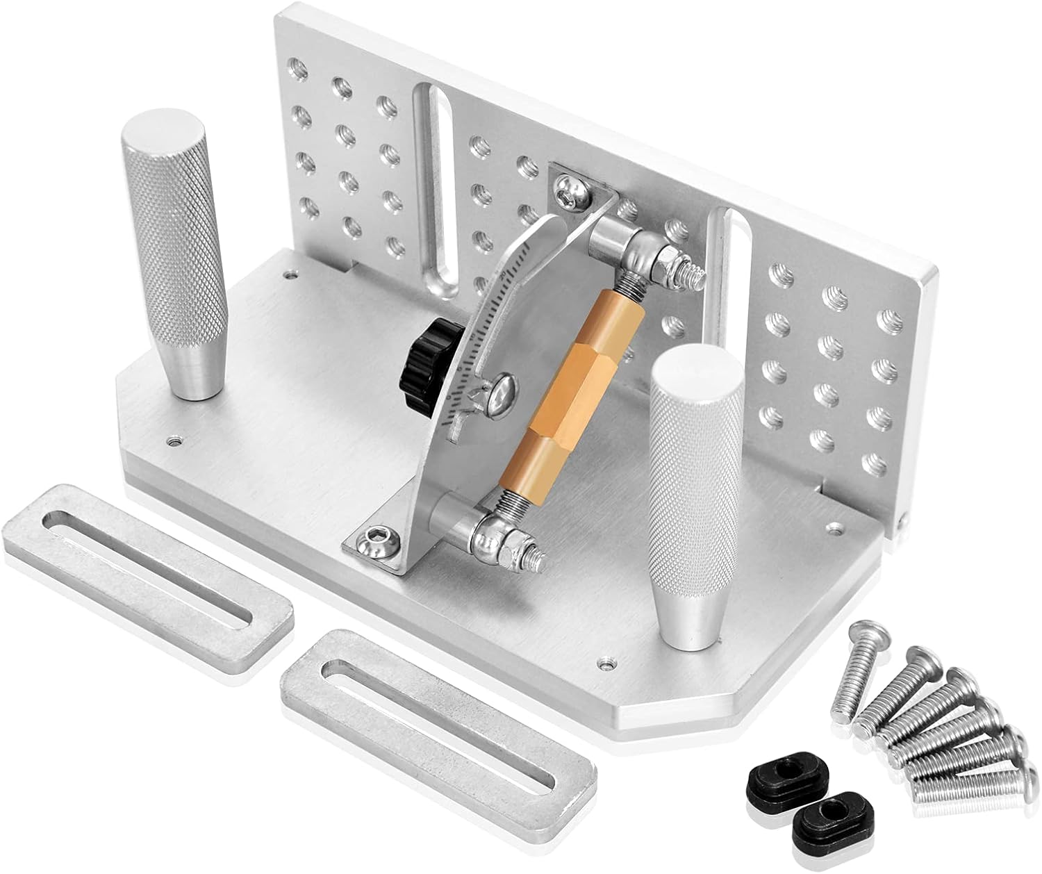 Belt Grinder Knife Jig, 7-3/4’’ Long Sharpening Locator Adjustable Angle -5°~ 25°, Belt Knife Sharpener Jig with Dual Press Plates, Knife Making Angle Grind Guide for Belt Sander Machine