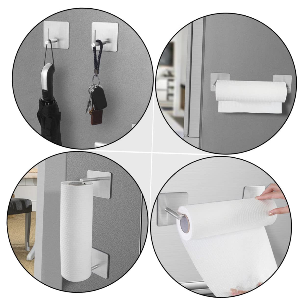 NUOBESTY 2 Ensembles Crochet Multifonction sans Clous pour La Maison Support pour Articles Divers Support pour Mouchoirs Cintre De Cuisine Salle De Bain en Acier 2 pièces * 2