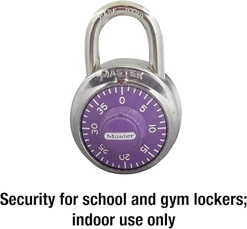 Miniatura 4 de Master Lock 1514D Candado de combinación, 1-78 pulgadas. Ancho 34 pulgadas. Grillete largo, esfera púrpura, 1.875 pulgadas