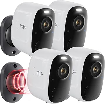Dzees 4MP Wireless Outdoor Security Cameras, Magnetic Mount, 4-Pack