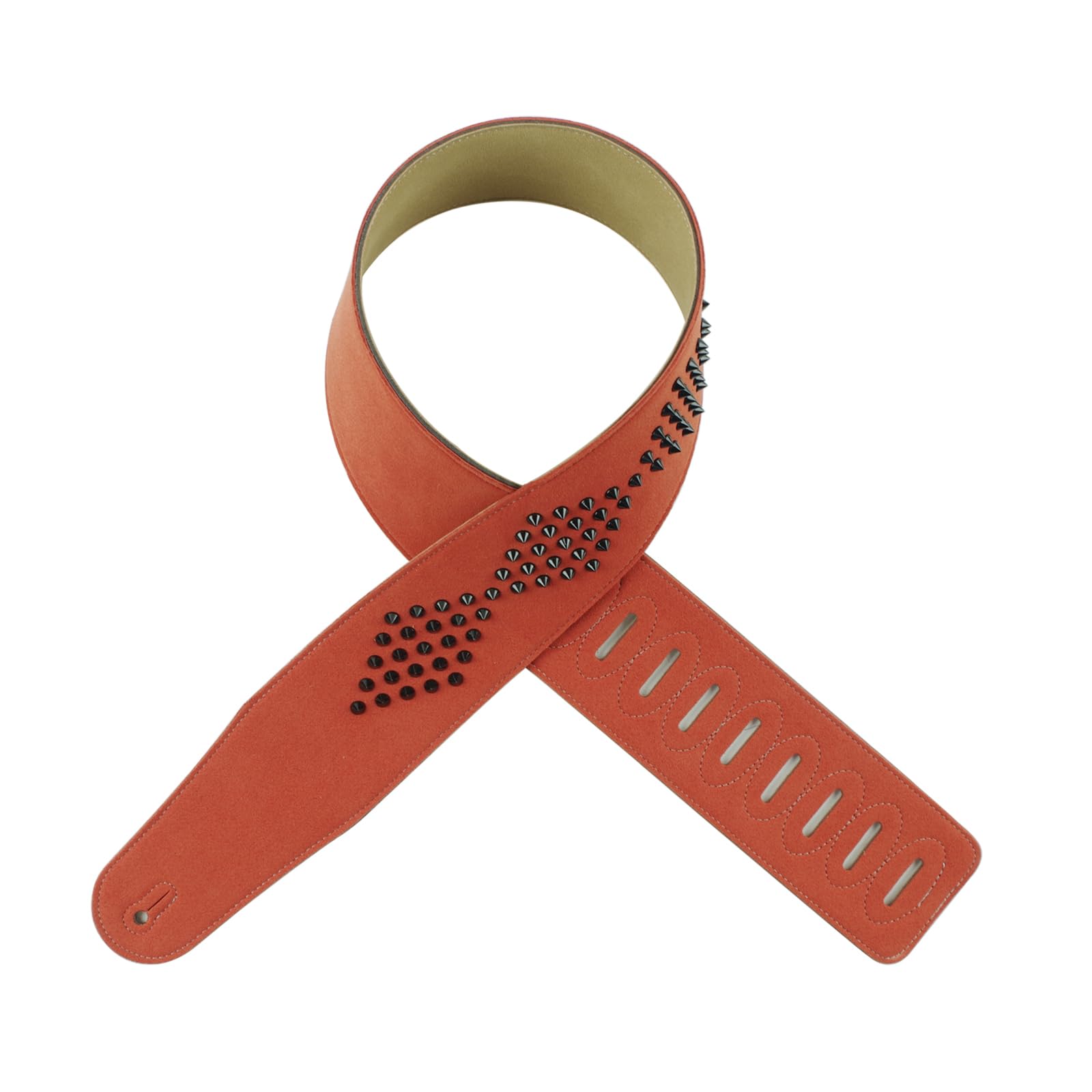 Correa de guitarra de hombro ancho con temática punk, decoración de tachuelas de metal de microfibra, longitud ajustable para mayor comodidad al tocar, correa de bajo