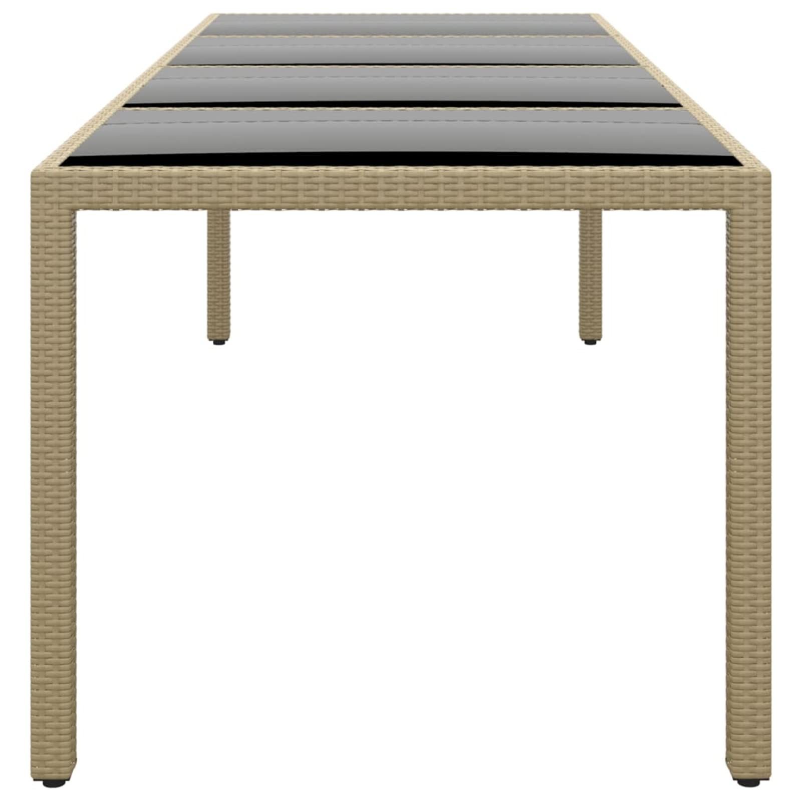 GuyAna Tavolo da Giardino con Piano Vetro Beige in Polyrattan,Tavolo da Giardino,Tavolo Giardino,Tavolo da Esterno