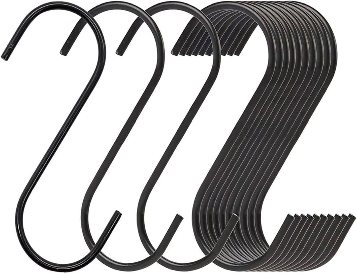 S Hooks Hanging 4 inch Heavy Duty S Hooks, Reversible Black Metal S Shaped Hooks, Utility Hooks, Heavy Duty Hanging Hooks for Kitchen, Bathroom, Garden, Indoor, Outdoor (Pack of 10)