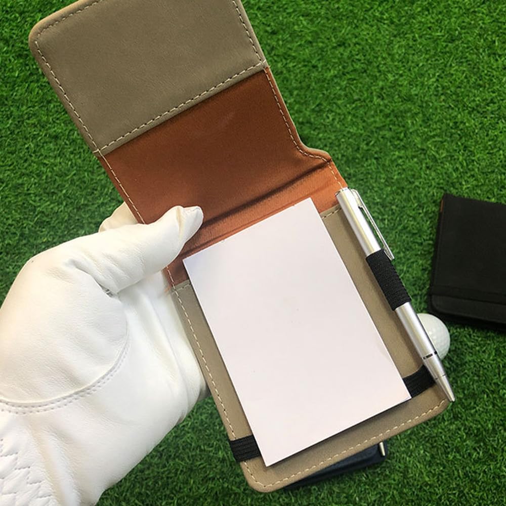 DONGKER Porta Tarjetas de Golf con Bolígrafo, Billetera de Cuero PU para Tarjetas de Puntuación, Regalo para Golfistas
