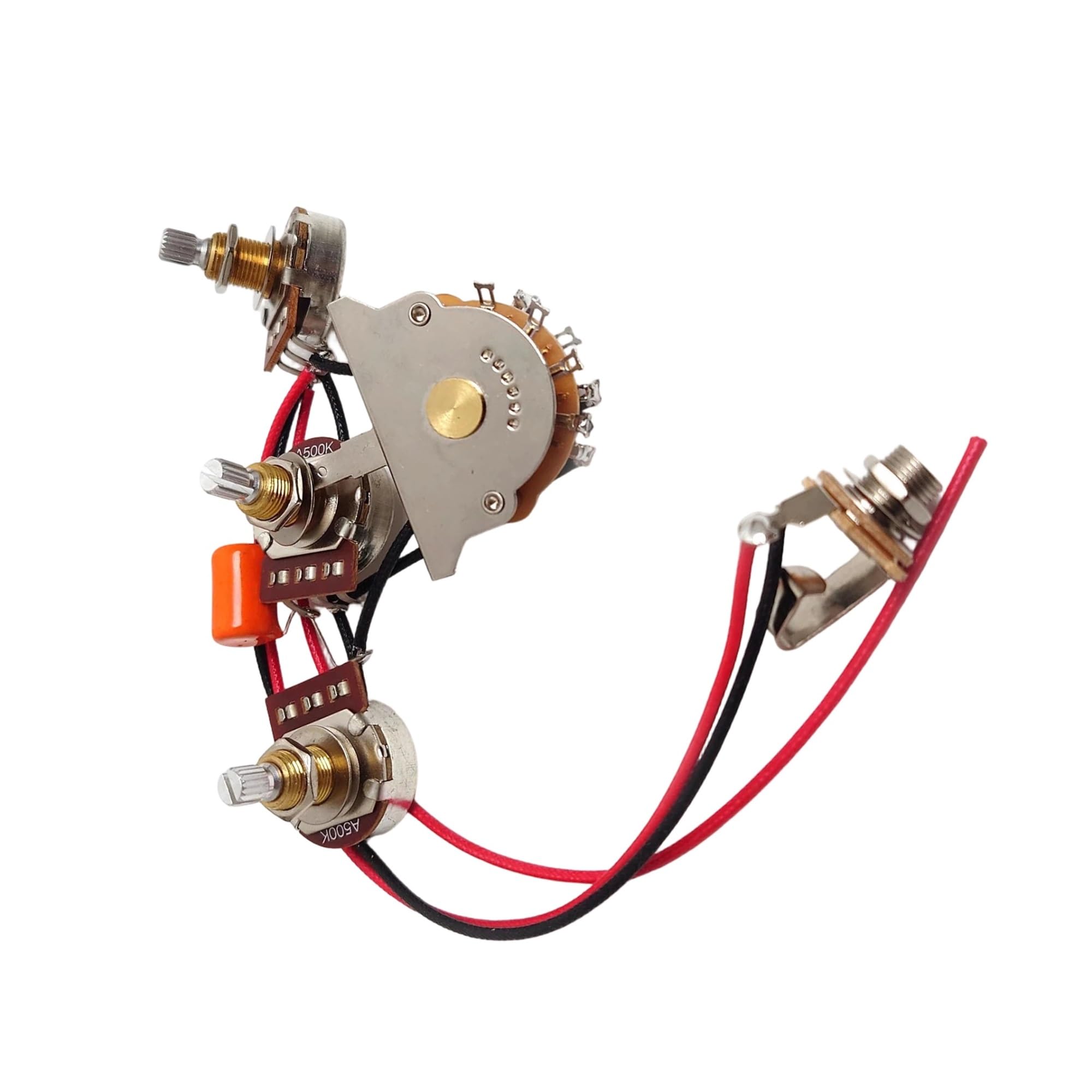 Arnés de cableado profesional para instrumentos mu Arnés De Cableado Previo Para Guitarra Potenciómetro De 500K 5 Paradas Kit Manual 1V2T