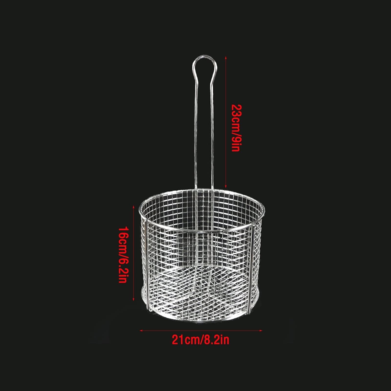 Filtro de alimentos fritos de cocina, espumadera de cocina de acero inoxidable, cesta de patatas fritas de metal, mango de filtro, cesta for freír for fideos, patatas fritas, colador for freí