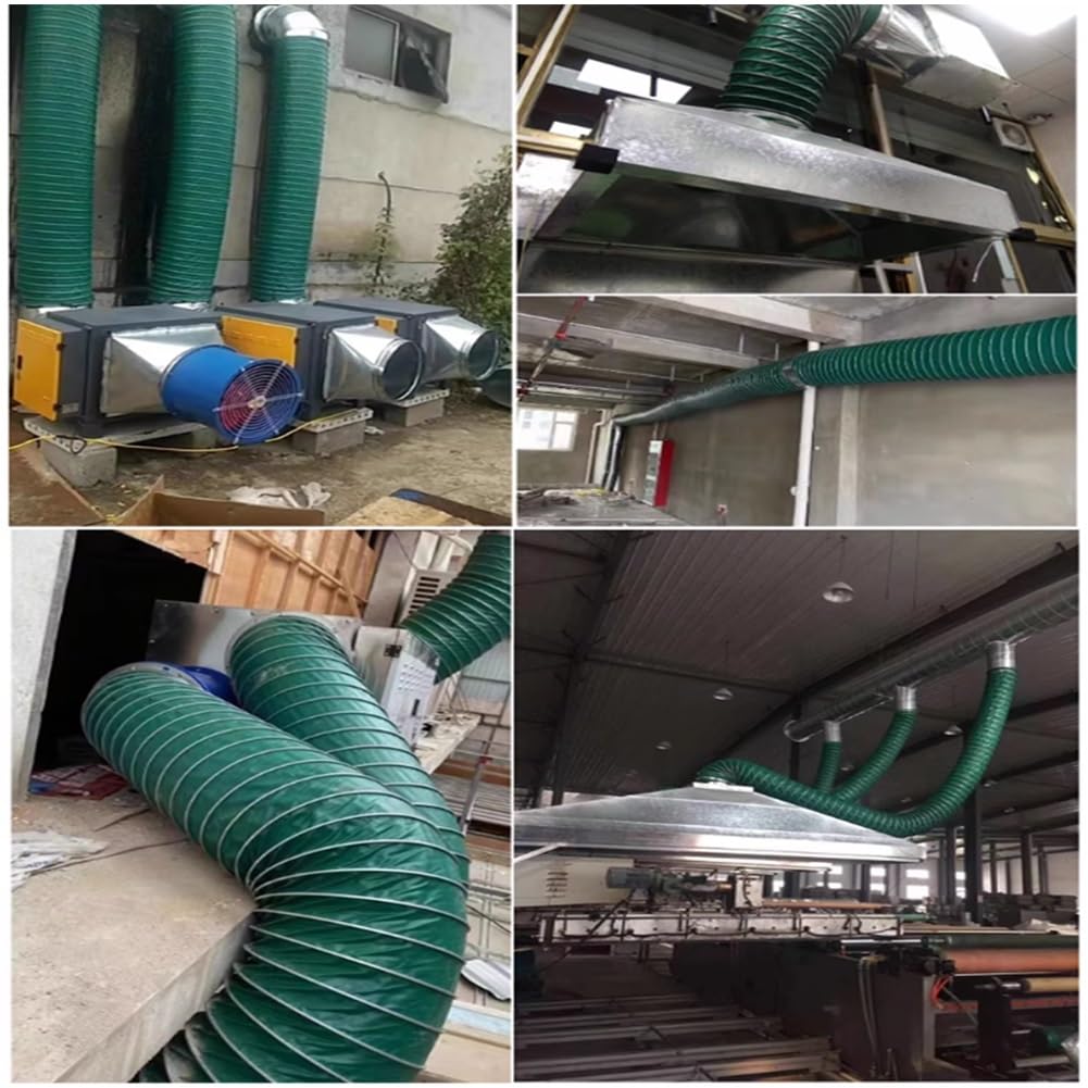Tubo Flessibile per Condotti, Tubo Flessibile per Condotti Lunghi, Ventilazione Industriale Ignifuga, per HVAC, Sfiato per Asciugatrice, Riscaldamento/raffreddamento(Green/4 m,Diameter-125mm)