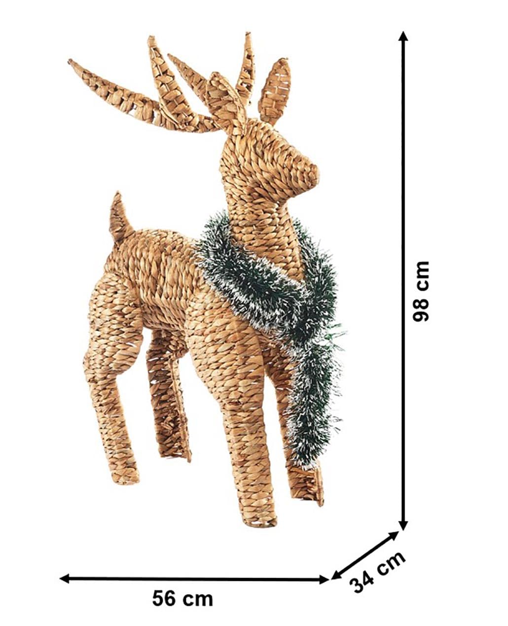 Kobolo Rentier Dekofigur Weihnachtsfigur Winter Wasserhyazinthe braun