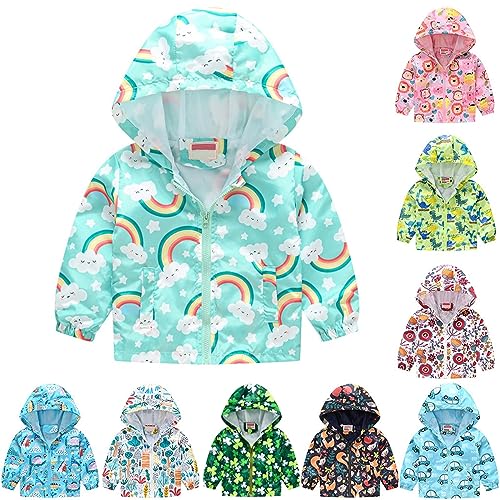 Toddler Girls Boys Cartoon Lightweight Jackets Cute Hooded Outwear Coat Zip Up Windbreaker Hiking Coat for Kids3