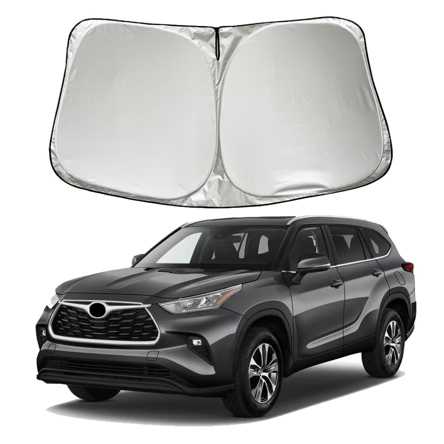 SZYUCHEN Car Windshield Sun Shade Sunshade Compatible with Toyota Highlander 2025 2024 2023 2022 2021 2020-2008 L LE XLE Limited Platinum Accessories, Car Front Window Sun Shield