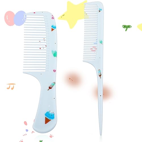 Miniatura 13 de Juego de 6 peines para bebé, pequeños y lindos peines de dientes finos para niños pequeños y cola de rata, peines de plástico para separar cabello