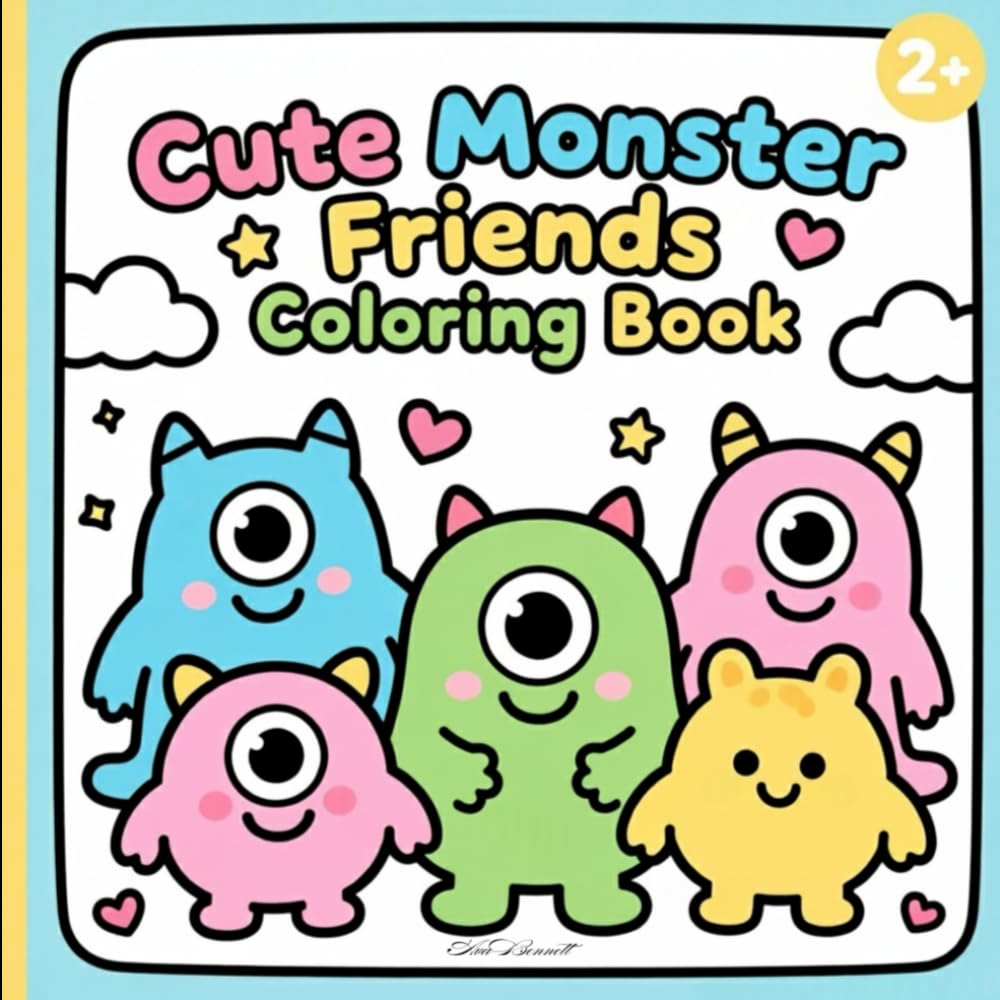 Cute Monster Friends Coloring Book: Fun & Easy Coloring Pages for Toddlers Ages 2–4