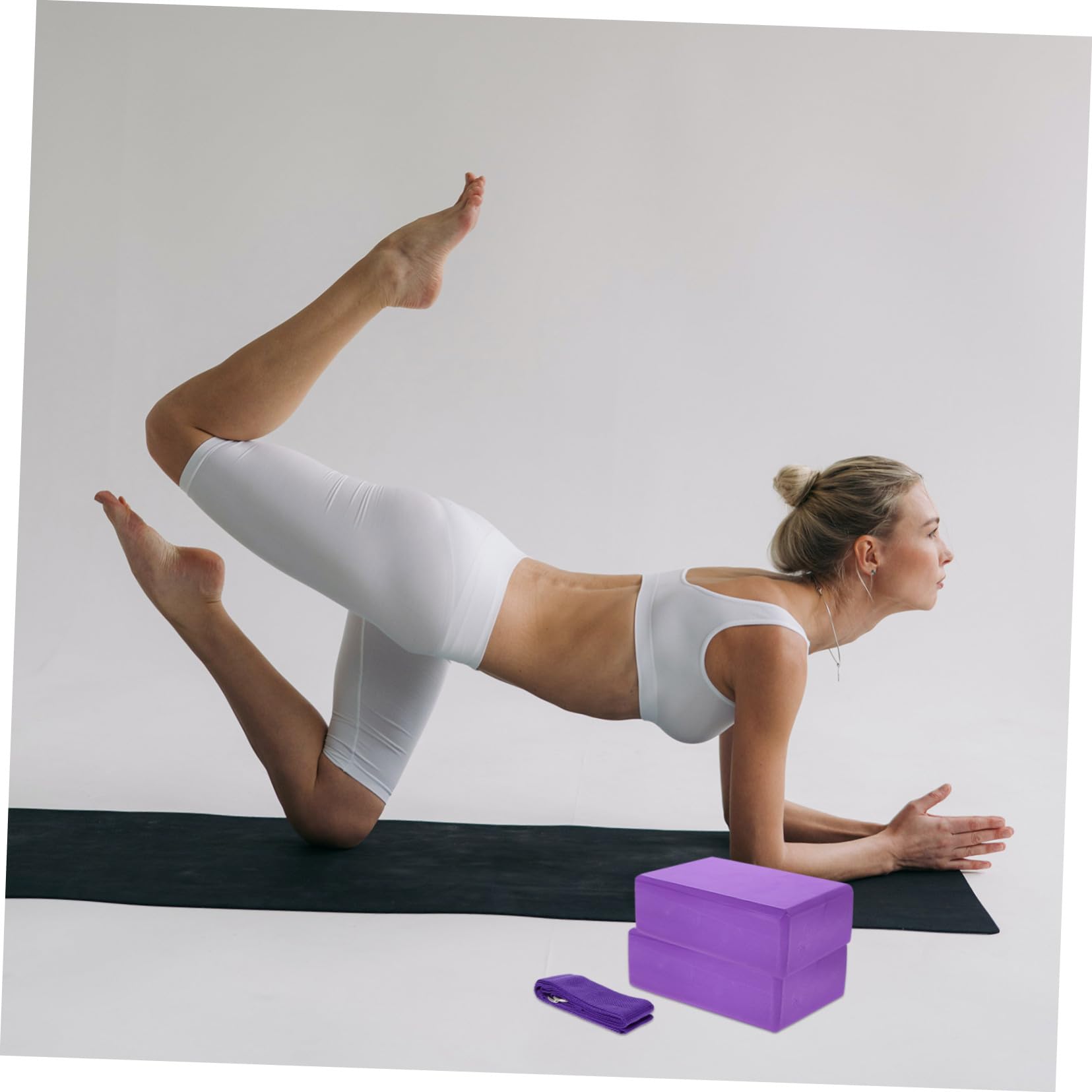 Set 3 Blocchi Yoga in Schiuma Antiscivolo Con Cinghia Elastico Per Pilates, Fitness e Stretching – Compatto, Leggero e Regolabile Per Supporto Polsi e Accessori Yoga Portatili