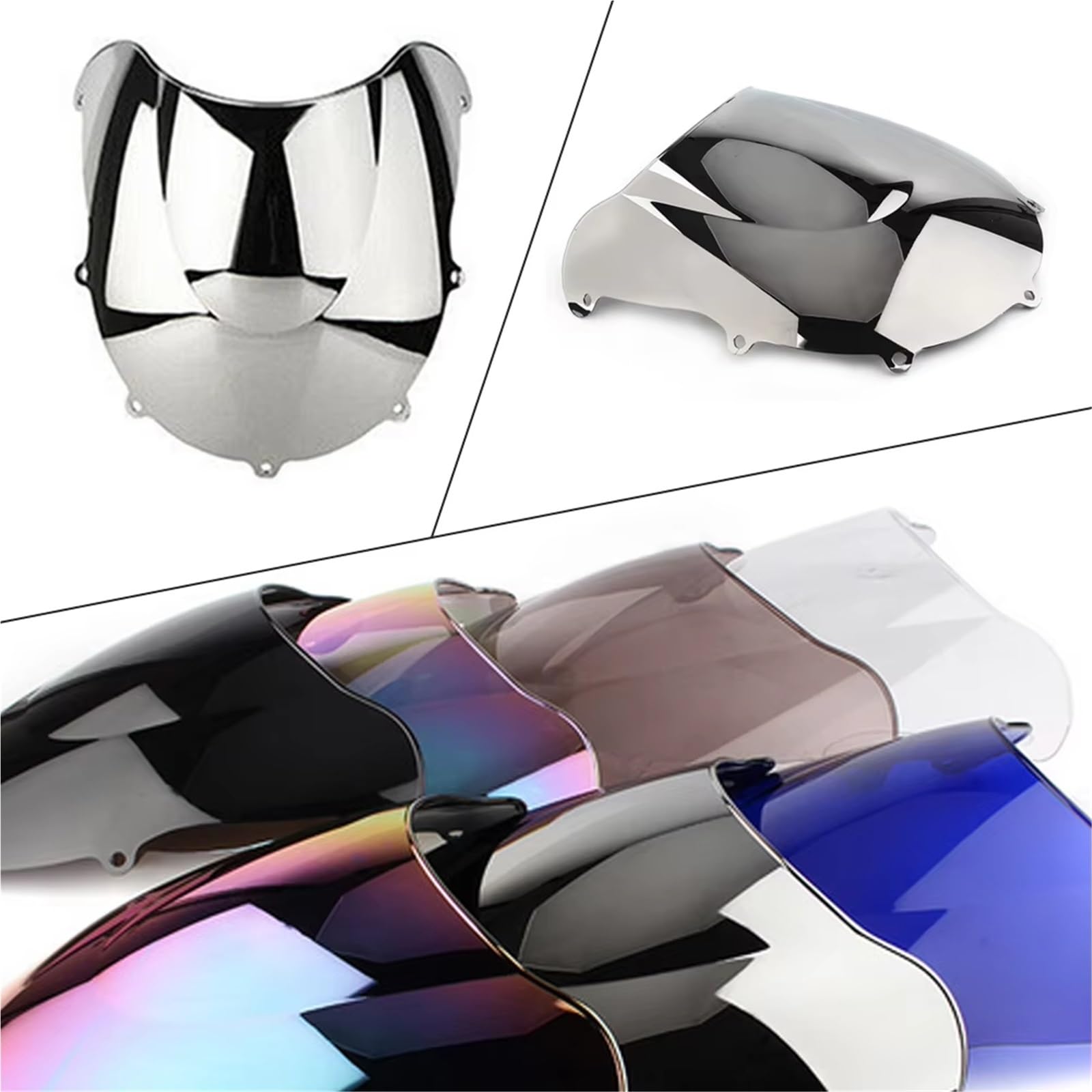 Cupolino Moto Per Suzuki GSXR600 GSXR750 Per GSX-R Per GSXR 600 750 1996 1997 1998 1999 Parabrezza A Doppia Bolla Per Moto Paravento Per Moto(Argento)