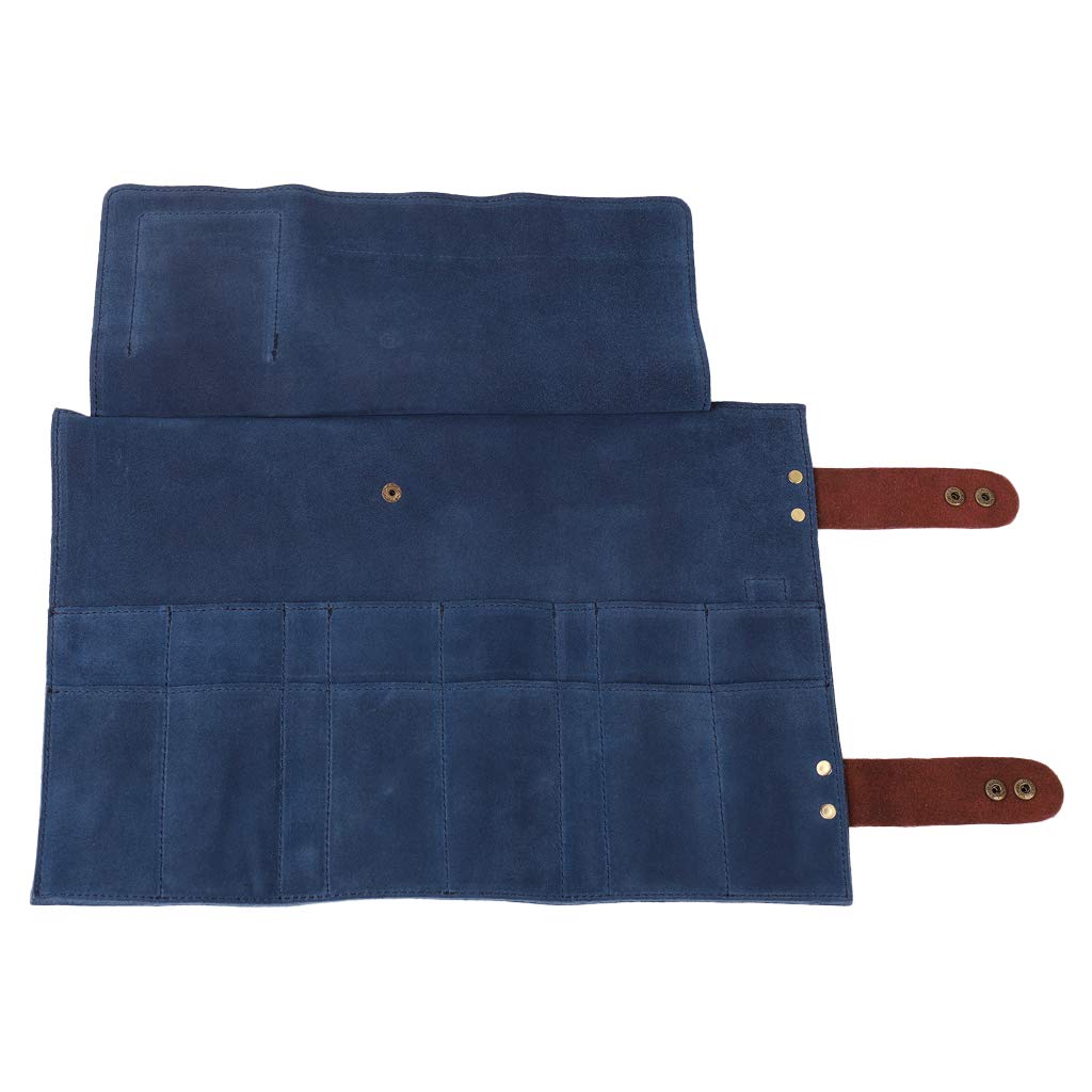 La Borsa Di Forbici Del Salone Del Cuoio Dell'unità Di Elaborazione Rotola In Su Gli Strumenti Dei Capelli Del Sacchetto Per I Parrucchieri Del - Blu scuro, 24 x 12 cm