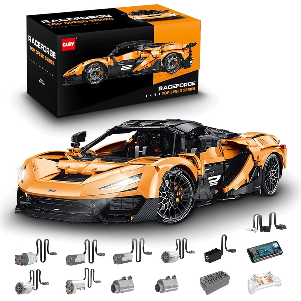 DOYAY Technik Auto für Mclaren W1 Orange Sportwagen, Technik Rennwagen Modell Bausatz, 3400+ Teile MOC Auto Modell, für Mclaren W1 Orange Rennauto (Originalverpackung)